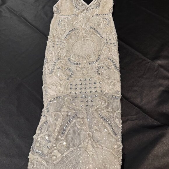 ASOS EDITION Scallop Embellished Jewel & Sequin Cami Midi Dress in Ivory – Size - Picture 2 of 5